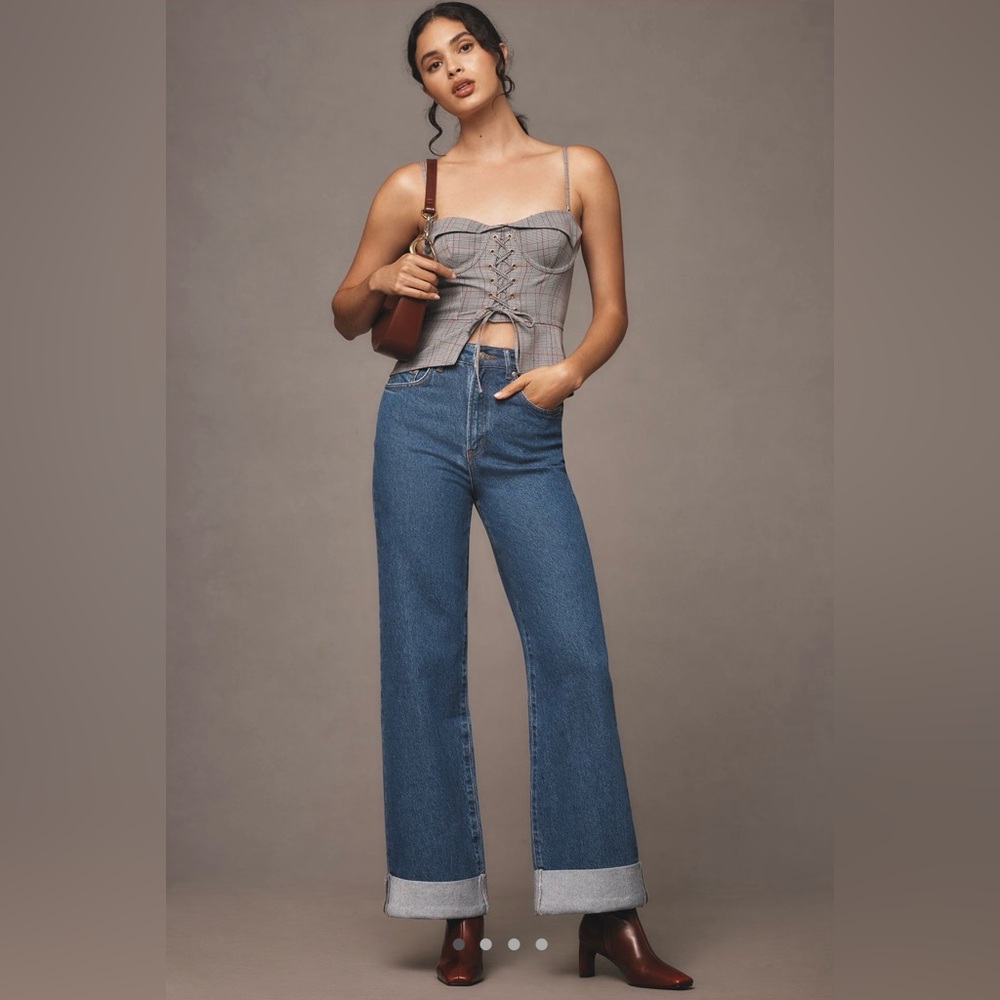 Anthropologie Pilcro Austyn High-Rise Cuffed Wide-Leg Jeans